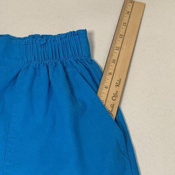 Loft Outlet Linen Blend Shorts NEW Womens Large Pull On Caribbean Blue Pockets - Picture 6 of 8